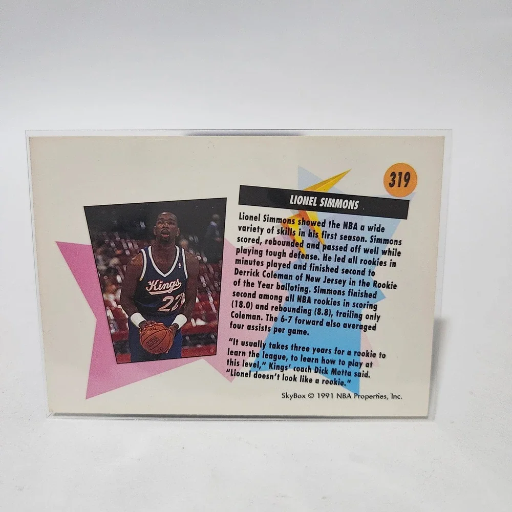 1990-91 SkyBox Lionel Simmons Sacramento Kings All-Rookie Team Card #319